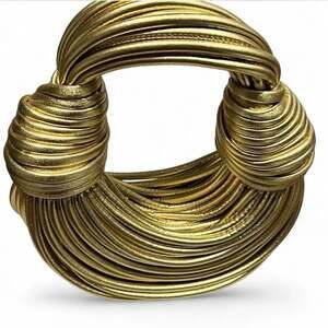 Gold Bag Purse Vegan Leather weave Top Handle Hobo Handbag